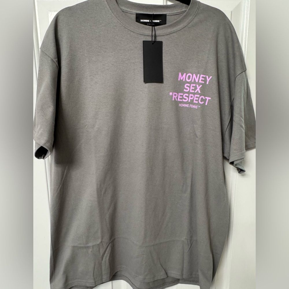 HOMME + FEMME LA Gray Pink Graphic Tee XL NWT Rare Designer Streetwear - Picture 4 of 8